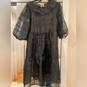 Black Sheer Organza Skater Dress from Monkl